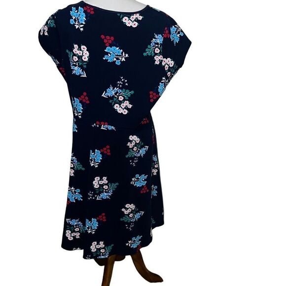 Draper James Floral Ponte A-Line Dress Navy Blue Spring Bouquet Cap Sleeve 1X - Picture 4 of 10